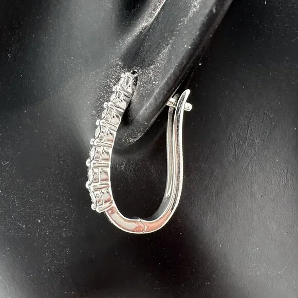 1/5 Carat Diamond Hoop Earrings - Picture 2 of 11